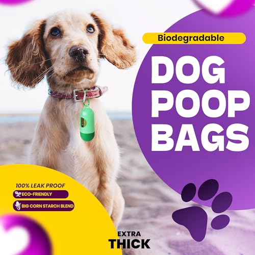 Dog Poop Bags-150 Counts with Holder (10 Rolls), Biodegradable Poop Bags, Eco-friendly and Easy to Open, Thick Dog Waste Bags (Green) - color: Green, size: 1 Count (Pack of 150)