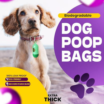 Dog Poop Bags-150 Counts with Holder (10 Rolls), Biodegradable Poop Bags, Eco-friendly and Easy to Open, Thick Dog Waste Bags (Green) - color: Green, size: 1 Count (Pack of 150)