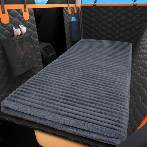 Backseat Pet Bed Mat, Non-Slip Dog Bed for Car Back Seat, Washable Travel Pet Mat with Removable Cover, Dog Seat Covers Protector Fit for Backseat Extenders and Trucks SUVs, 54"x 24.8", Grey - color: Grey