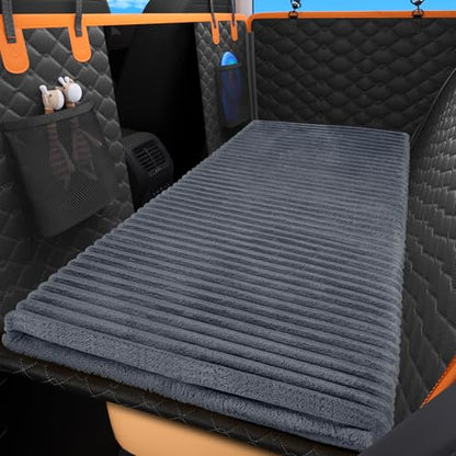 Backseat Pet Bed Mat, Non-Slip Dog Bed for Car Back Seat, Washable Travel Pet Mat with Removable Cover, Dog Seat Covers Protector Fit for Backseat Extenders and Trucks SUVs, 54"x 24.8", Grey - color: Grey