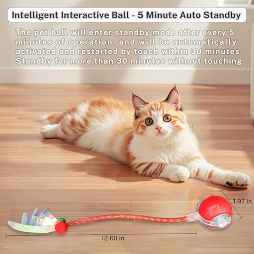 New Upgraded Cat Ball Toy - Speedy Tail 3.0 Cat Toy, Interactive Cat Toy Ball, Stimulating Toys and Juguetes para Gatos, Cat Toys for Bored Indoor（Sound Switchable） (Green) - color: A-Green
