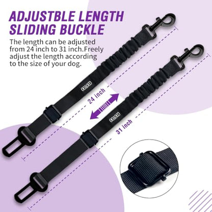 Dog Seat Belt,3 Piece Set Retractable Dog Car Harness Adjustable for Vehicle Nylon Pet Safety Heavy Duty & Elastic - color: Set 04-Black+Purple