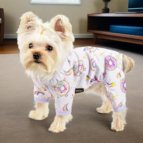 Dog Pajamas for Small Dogs, Soft Thin Pjs Jammies Cat Doggie, Summer Pet Cute Puppy Clothes Outfits Dogs Boy Girl(Donut, XS) - color: Donut, size: X-Small (Chest 11.8 in)
