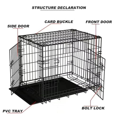 Garvee 42 Inch Dog Crate, Portable Dog Crate with Slide Out Tray, Top & Front Door, Folding Small Critter Cage for Dog, Cat, Bunny, Ferret, Chinchilla, Cat, Rat