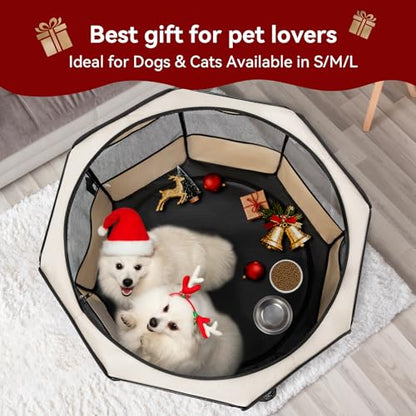 PETSFIT 45.5" Dog Playpen Indoor/Outdoor-Jump-Proof 28.5" Height with Removable Waterproof Mat & Zippered Roof | RV, Camping, Travel Dog Pen | Whelping & Cat Observation Space(45.5"L x 45.5"W x 28.5H) - color: Grey