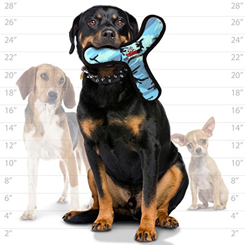 TUFFY - World's Tuffest Soft Dog Toy -Ultimate Boomerang Camo Blue-Squeakers-Multiple Layers.Made Durable, Strong & Tough.Interactive Play(Tug, Toss & Fetch).Machine Washable & Floats - color: Camo Blue, style: Bowmerang