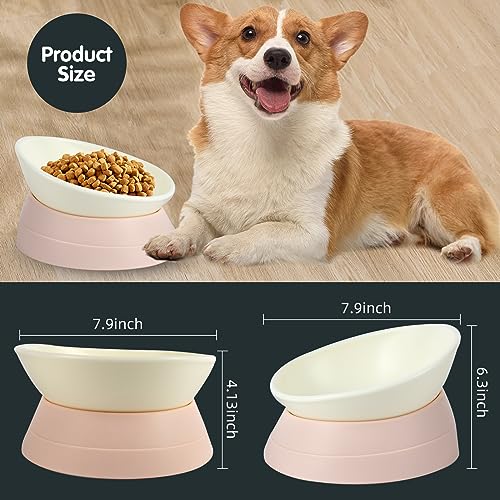 Bulldog Bowl Anti-Slip Dog Cat Dish Detachable Rubber Dog Bowl Pet Sterile Tilted Pet Feeder Slope Base (Lightpink, 3.5 Cup (Medium/Large Dog)) - color: Lightpink, size: 3.5 Cup ( Medium/Large Dog )