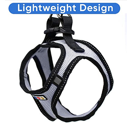 Pawtitas Reflective Mesh Puppy Dog Harness for Extra Extra Small Dogs – Adjustable | No Pull | Fits Neck 8 in Chest 12 in | XXS | Grey - color: Grey, size: 2 Extra Small