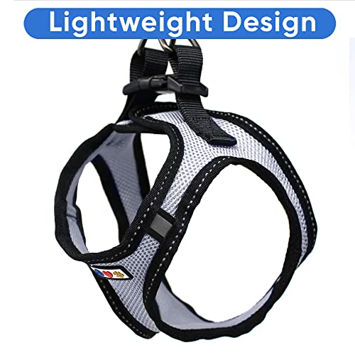 Pawtitas Dog Vest Harness Made with Breathable Air Mesh | All Weather Vest Harness for Small Puppies and Large Cats with Quick-Release Buckle - Small Grey Mesh Dog Harness - color: Grey, size: Small (Pack of 1)