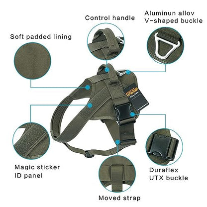 EXCELLENT ELITE SPANKER Tactical Dog Harness Patrol Harness Service Dog Vest Military Dog Vest Working Dog Vest with Handle(Ranger Green-S) - color: Ranger Green, size: S-(23.5 - 29.5")