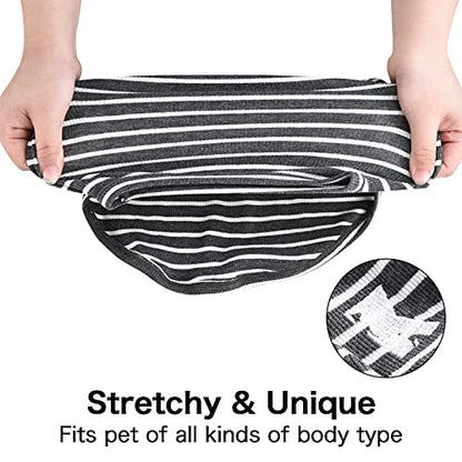 Dog Shirt Vest Lightweight Stretchy Dog T-Shirts Soft Cool Shirts Sleeveless Stripe Vests Breathable Clothes for Puppy Kitty Cats Small Medium Large Dogs 2 Pack Black + Grey [ M/Medium ] - color: Black + Grey, size: M-(6~9lb) | Chest(~15.3")