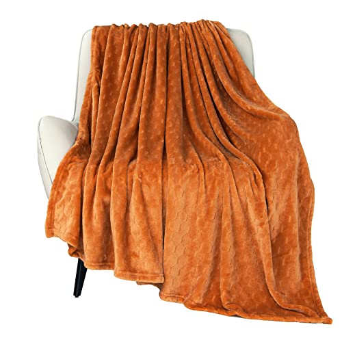 TOONOW Fleece Blanket Super Soft Cozy Throw Blanket 50" x 60", Lightweight Fuzzy Comfy Textured Flannel Blanket Warm Plush Throw Blankets for Couch, Sofa, Bed, Pumpkin - color: Pumpkin, size: Throw-50" x 60"
