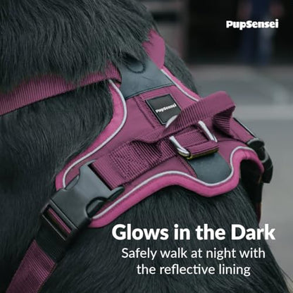 No Pull Dog Harness - Durable Polyester Puppy Harness with Front Anti-Pull Loop, Reflective Strips, and Quick-Release Clips for Small, Medium, and Large Dogs (Berry Purple, Small) - color: Berry Purple, size: Small