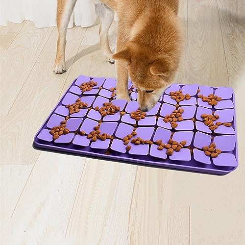 Silicone Snuffle Mat for Small Medium Dogs,Slow Feeder Lick Mat for Pet Slow Down Eating,Encourages Natural Foraging Skill,Interactive Feed Game Toy Lick Mat Bowl for All Breed Dog - color: Purple-M(13.2x8.3in)