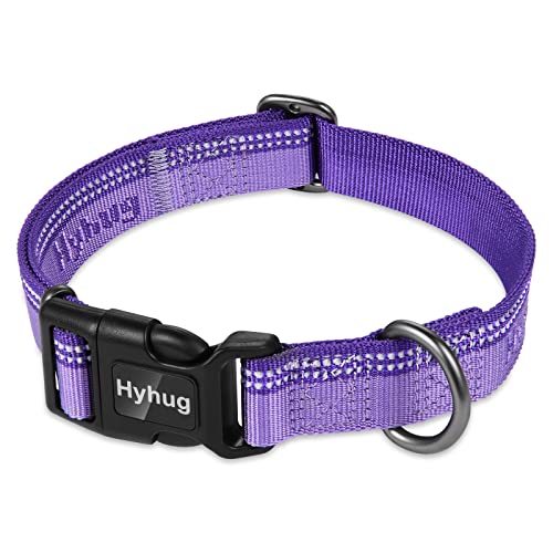 Design Double-Color Nylon Jacquard Webbing, Heavy-Duty Classic Basic Collar, Quick Release Buckle, Specially Designed for Gentle Breeds Dogs. (Large, Ultra Violet) - color: Ultra Violet, size: Large