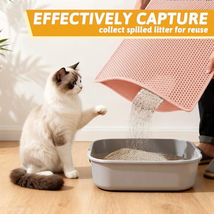 Pieviev Cat Litter Mat Double Layer Waterproof Urine Proof Trapping Mat 1 Pack (Red, 30x24 Inch (Pack of 1)) - color: Coral Red