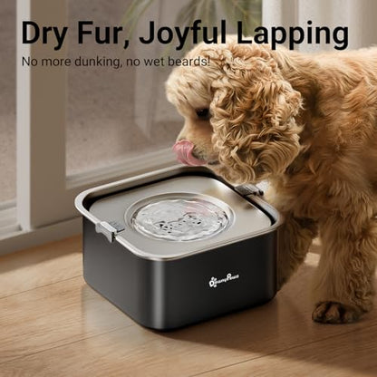 DownyPaws No Spill Water Bowl for Dogs,101oz/3L Slobber Stopper Stainless Steel, Slow Drinking Dog Water Bowl, No Mess Dog Water Dispenser Spill Proof, Dishwasher Safe, Black - color: Black