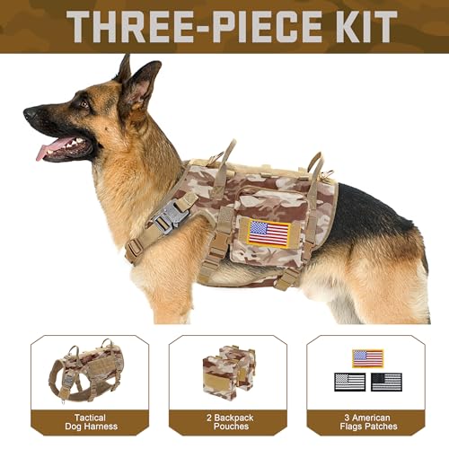 Dog Harness Medium Sized,Tactical Dog Harness with Handle,No Pull Military Style Service Dog Vest with Pockets Adjustable for Medium Large Dogs,Camouflage Brown,Chest 15.5-25.5" - color: Camouflage Brown, size: S:Chest 17-25",Fit 20-35lbs
