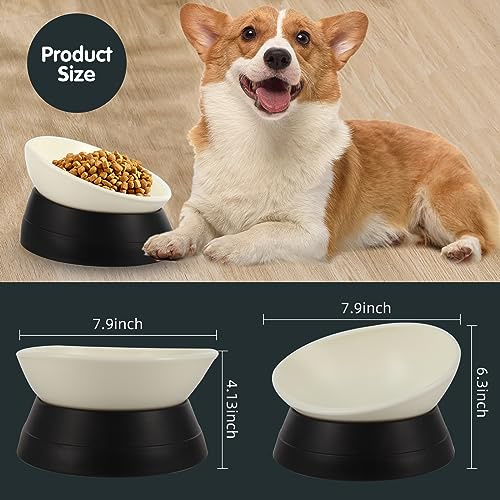 Bulldog Bowl Anti-Slip Dog Cat Dish Detachable Rubber Dog Bowl Pet Sterile Tilted Pet Feeder Slope Base (Black, 3.5 Cup (Medium/Large Dog)) - color: Black, size: 3.5 Cup ( Medium/Large Dog )