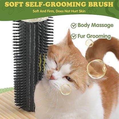 39.4'' Tall Cat Scratching Post,3.5 Inch Wide Sisal Rope Scratching Post for Indoor Adults Kittens,Cat Scratcher with Stable Solid Wood Base Interactive Ball Toys Self Groomer Brush for Large Cats - color: green-39.4inch