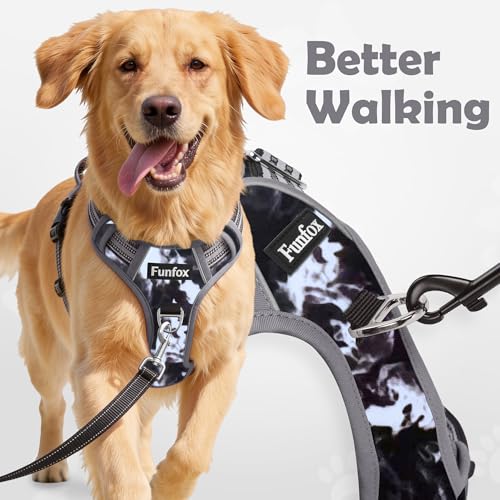 Funfox Dog Harness No Pull, Adjustable Pet Vest Harness, Super Soft Material with Vertical Handle Easy Control, Reflective Night Walking, 2 Leash Clips for Small Sized Dogs, Misty Gray, S - color: Misty Gray, size: Small