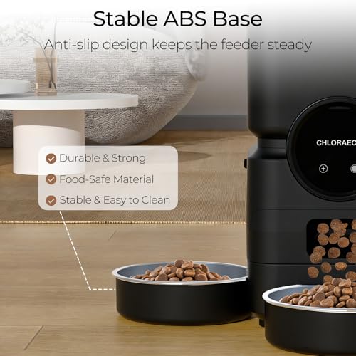 Automatic Cat Feeder for 3 Cats with Slow Feed, 6L Smart WiFi Pet Feeder, 2.4G & 5G Dual-Band, Battery Powered with 15-Day Battery Life, for Cats & Small Dogs (Black) - color: Black