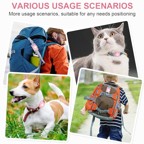 Smart Pet Tracker for Collar - Dog Trackers Pet Location Tracker with Holder, No Monthly Fee, Anti-Lost Tracking Device for Pets, Luggage, Bag Straps, Compatible with Google Android Only(Not for iOS) - color: Pink