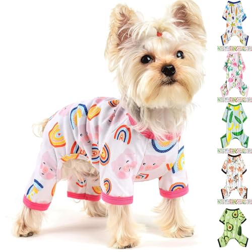 Dog Pajamas for Small Dogs, Soft Thin Pjs Jammies Cat Doggie, Summer Pet Cute Puppy Clothes Outfits Dogs Boy Girl(Rainbow Pig,XS) - color: Rainbow Pig, size: X-Small (Chest 11.8 in)