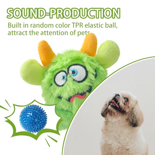 Plush Squeaky Dog Toy Ball, Dental Care, Skin-Friendly and Soft and Relieve Stress,Dog Training Interactive Pet Cute Plush Fashionable Toy Ball (Green,Small) - color: Green, size: Small