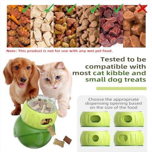 Wobble Treat Dispenser Ball for Indoor Cat & Tiny/Small Dog Enrichment Toy Interactive Slow Feeder, Kitten Stimulating Balls, Puppy Puzzle Toys