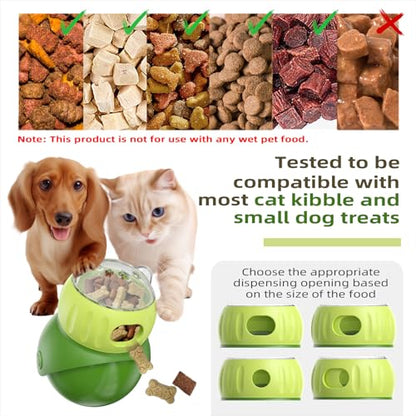 Wobble Treat Dispenser Ball for Indoor Cat & Tiny/Small Dog Enrichment Toy Interactive Slow Feeder, Kitten Stimulating Balls, Puppy Puzzle Toys