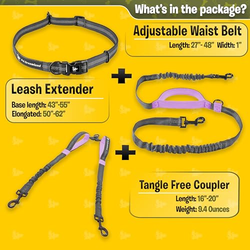 Exquisite Hands Free Dual Dog Leash for Large Dogs. Trending Waist Leash for Walking 2 Dogs No Tangle. You Will Absolutely Love This Amazing Double Dog Gear (Dark Grey & Pink) - color: Dark Grey & Pink