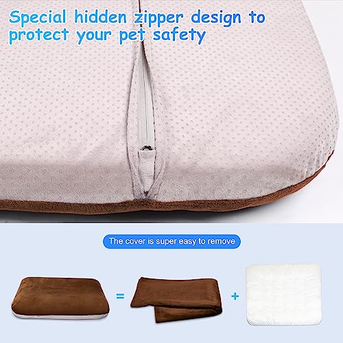 Super Soft Large Dog Bed Orthopedic Pet Beds 39 Inch Washable Anti Slip Dog Sleeping Mattress with Removable Cover, Dark Brown L - color: Dark Brown, size: 39.0"L x 33.5"W x 4.0"Th