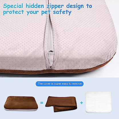 Super Soft Large Dog Bed Orthopedic Pet Beds 39 Inch Washable Anti Slip Dog Sleeping Mattress with Removable Cover, Dark Brown L - color: Dark Brown, size: 39.0"L x 33.5"W x 4.0"Th