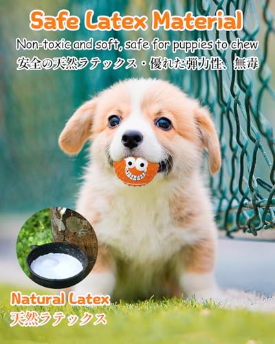 SCHITEC Squeaky Dog Balls, [4 Pack] Cute Interactive Latex Rubber Toys with Squeaker, 2.2'' Soft Bouncy Fetch Ball for Puppy Small Breed Dogs - size: Small 2.2"
