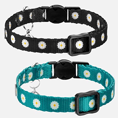 CollarDirect Cat Collar Breakaway with Removable Bell Set of 2 PCS - color: Black & Green