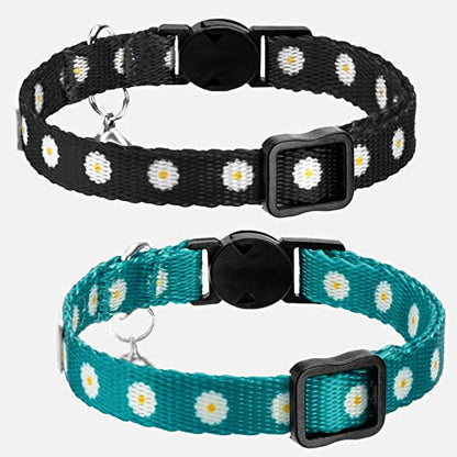 CollarDirect Cat Collar Breakaway with Removable Bell Set of 2 PCS - color: Black & Green