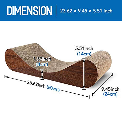 Simple Delxue Horizontal Cat Scratcher Pad, 23.6" Large Cat Scratcher Cardboard Lounge Bed, 100% Recyclable & Reversible Durable Cat Scratching Board - color: Bone Wood