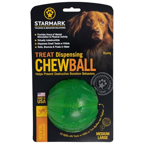 Starmark Treat Dispensing Chew Ball Tough Dog Toy, Medium/Large for Large Breeds