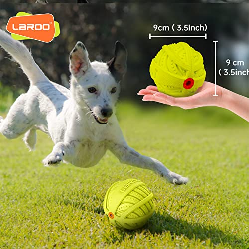 LaRoo Squeaky Dog Ball Toy,Durable Natural Rubber Squeaker Ball Throwing Training,Teeth Cleaning Chew Toy for Pet Medium and Large Dogs (3.5In Green) - color: Green-9cm
