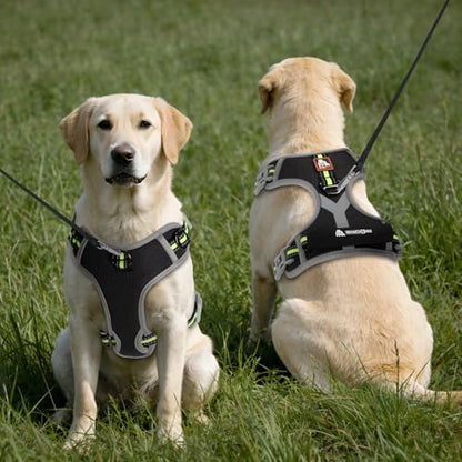 Dog Harness, No Pull Pet Vest Reflective Strip Escape Proof, Easy to Adjust Dog Harness with Escape Proof Function Suitable for Walking, Traveling and Training, Black, S - size: S