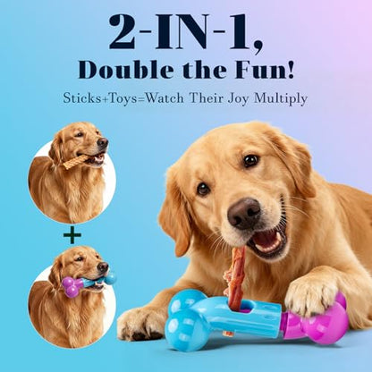Bully Stick Holder for Medium/Large Dogs - Anti-Choking, Prevents Swallowed Ends - Nylon Dog Chew Toy - Dishwasher Safe, Pink - color: Blue