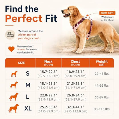 Pink Dog Harness Leash Collar Set, No Pull Reflective Dog Vest Harness with Control Handle, Adjustable Breathable Pet Harness for Large Dogs Walking Training - color: Pink, size: XL