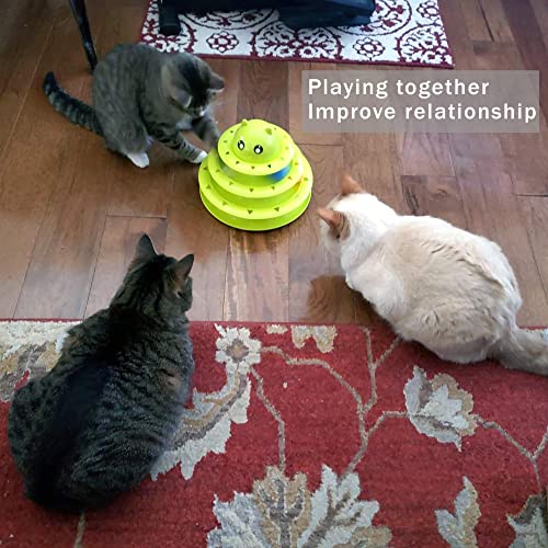 UPSKY Cat Toy Roller 3-Level Turntable Cat Toy Balls with Six Colorful Balls Interactive Kitten Fun Mental Physical Exercise Puzzle Toys - color: A-Green