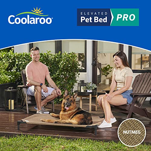 Coolaroo Pro Elevated Dog Bed - Low-Profile Access, Moisture-Resistant Cover, Breathable Fabric & Tool-Free Setup, Nutmeg, Standard - color: Nutmeg, size: Standard