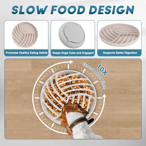 Silicone Slow Feeder Bowls for Dogs and Cats - Wet Food, Suction Cups, Interactive, Reduces Boredom, Anxiety, Anti-Choking, Non-Slip Design (Gray & Beige) - color: Gray & Beige