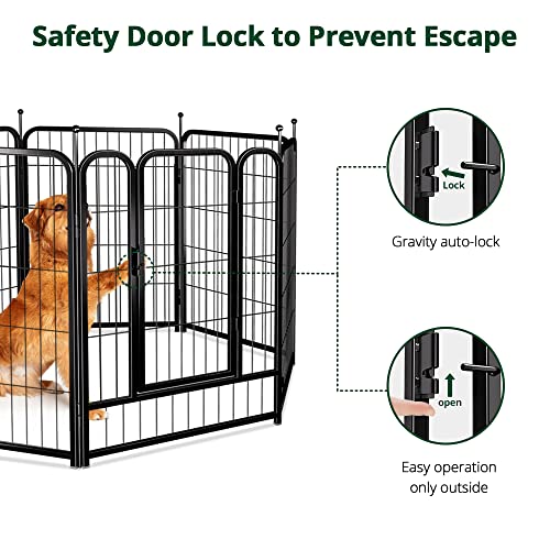 PawGiant Dog Fence Playpen 24”/32”/40” Indoor Outdoor for Small/Medium/Large Dogs, Metal Pet Puppy Cat Exercise Fencing Gate Crate Cage Outside RV, Camping, Yard, Garden - style: 8 Panel