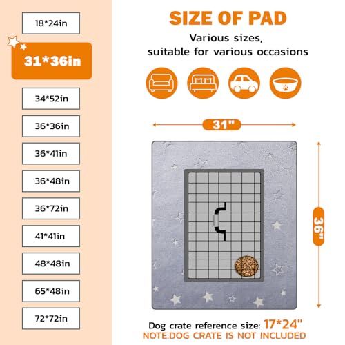 LOOBANI Washable Pee Pads for Dogs, 2 Pack 31 x 36 in Reusable Pee Pads for Dog Mat Puppy Mats Training Non Slip Whelping Mat for Dog Playpen, Crate, Car, Grey - size: 31x36 in(2 Pack)