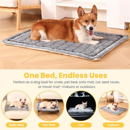 Dog Bed Mats Crate Pad for Small, Medium, Large Dogs, Washable Anti-Slip Pet Bed Mats, Cozy Warm Cat Beds Sleeping Pad (Grey, 36.0" L x 23.0" W x 1.5" Th) - color: Grey, size: 36.0"L x 23.0"W x 1.5"Th