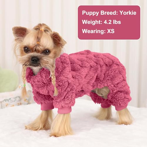 Dog Sweater Fleece Turtleneck Winter Dog Clothes for Small Dogs Girls Boy, Warm Fleece Puppy Pajamas Onesies, Pet Clothes Puppy Sweater Pjs, Doggy Jumpsuits Doggie Outfit, Rose Pink, S - color: Rose, size: Small (Chest 15in )